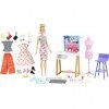 Barbie Metiers Coffret Studio Creation Mode, avec Poupee Blonde, Atelier, Machine à  coudre, 25 Accessoires de Jeu Inclus, Jo