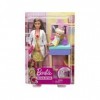 Coffret pour Barbie Poupee Mannequin Brune médecin avec Cabinet + 1 bébé + Accessoires - Set métier Docteur + 1 Carte Animaux
