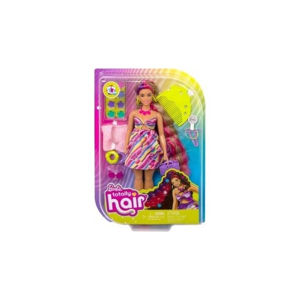 Coffret pour Barbie Ultra Chevelure colorée + 16 Accessoires - Set poupée Mannequin et Carte Animaux