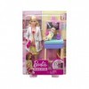 Coffret pour Barbie Poupee Mannequin Blonde médecin avec Cabinet + 1 bébé + Accessoires - Set métier Docteur + 1 Carte Tigre