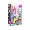 Coffret pour Barbie Emoji Style : Comprend 1 poupée 3 Habits et des décalcos + Accessoires - Set Poupee Mannequin + 1 Carte