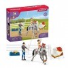 schleich 42443 HORSE CLUB - Coffret dentraînement à la voltige de Mia, coffret schleich avec 18 éléments inclus dont 1 cheva