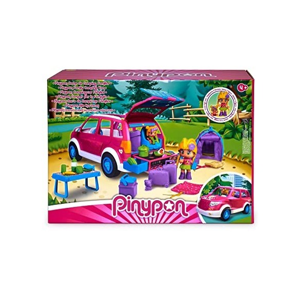 Pinypon - Coffret Voiture Camping Familial, kitchenette, Panneau Solaire, Tente, Sac de Couchage et Nombreux accesoires de Ca