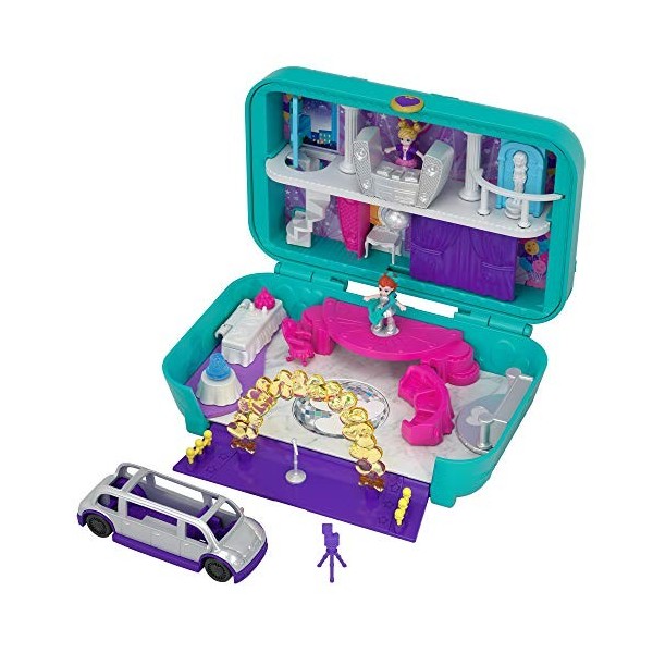 Polly Pocket Coffret Surprise-Party avec 2 mini-figurines et accessoires, autocollants et 5 surprises cachées, jouet enfant, 