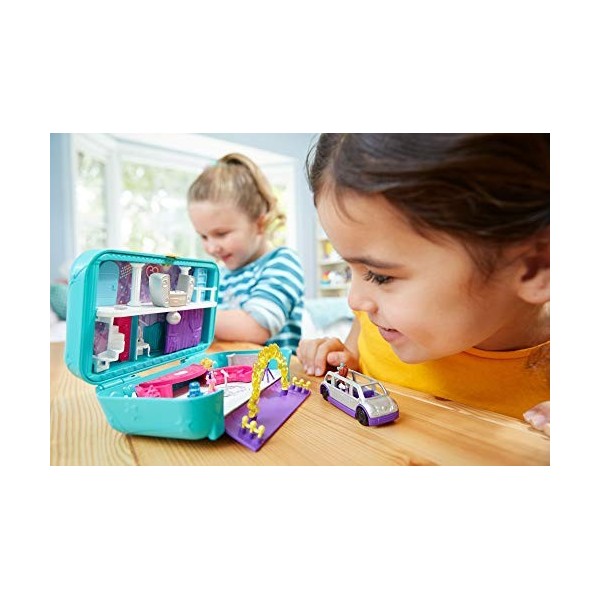 Polly Pocket Coffret Surprise-Party avec 2 mini-figurines et accessoires, autocollants et 5 surprises cachées, jouet enfant, 