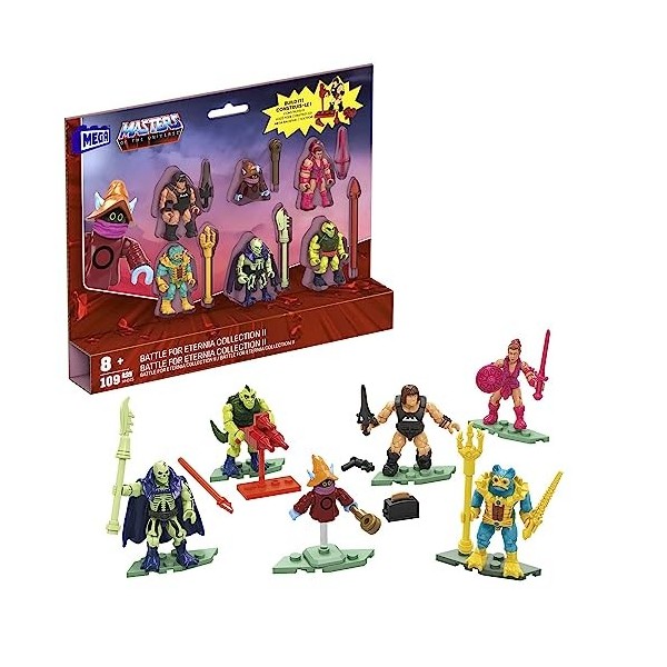 MEGA Les Maîtres de l’Univers Coffret de Construction 6 mini-figurines de super-héros La Bataille d’Eternia Collection II et 