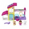 Fisher-Price Coffret Le Salon de Toilettage de Barbie Little People pour tout-petits avec musique et sons, 2 niveaux et 4 élé