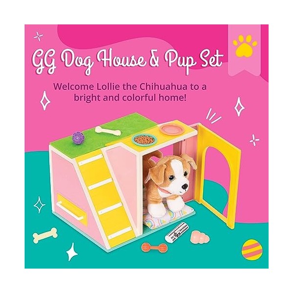 Glitter Girls- Maison pour Chien et Chiot en Peluche Dog House with PUP Accessory Set, 062243450554