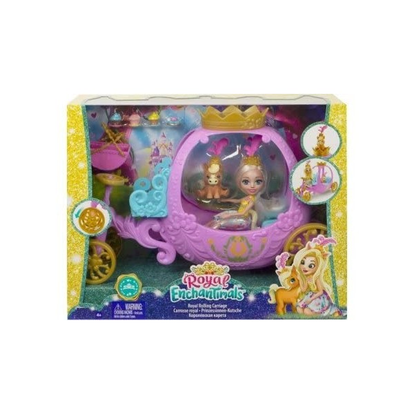 Coffret pour enchantimals poupée peola Poney avec carrosse - Set Figurine 15 cm + Animal Poney et Accessoires + 1 Carte - Min