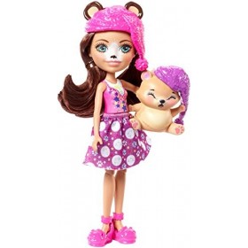 Enchantimals Coffret La Chambre de lOurs, Mini-poupée Bren Ours et Figurine Animale Snore avec lit et accessoires, jouet enf