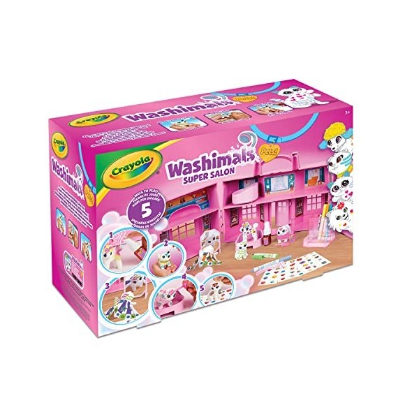 CRAYOLA - Washimals Pets, Super Salon de Beauté, pour colorier et Faire Prendre Un Bain aux bébés Animaux, Jeu et Cadeau pour