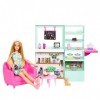 Barbie Coffret Joli Café Cozy Avec Poupée Mannequin, Mobilier, Figurine Chat Et 21 Accessoires Dont Théière Qui Change De Cou