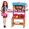 Barbie Métiers Stand de Fruits et Légumes pour poupée avec caisse enregistreuse, étalage de fruits, balance, et accessoires, 