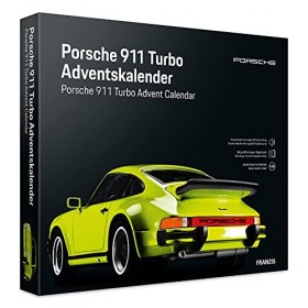 FRANZIS 55109 - Porsche 911 Turbo Calendrier de lAvent vert clair, kit de modèle réduit en métal à léchelle 1:43, module so
