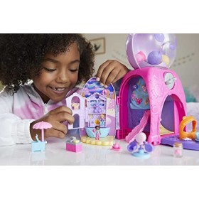 Polly Pocket Coffret L’Ours à Surprises , 4 espaces de jeu, 32 éléments de jeu : 2 poupées, chewing-gums non comestibles et s
