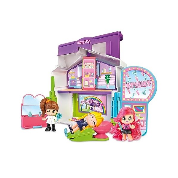 Pinypon - Professions 3 en 1 | Jouet Transformable, 3 scénarios en 1, école, Coiffeur ou Cuisine, Comprend 3 Figurines, Conti