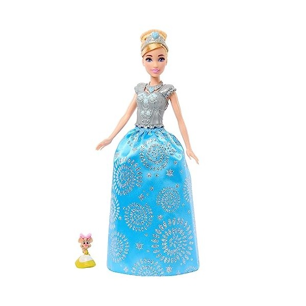 Disney Princesses Disney Cendrillon Royal Fashion Reveal Poupée et ami avec 12 éléments d’habillage et accessoires surprises,