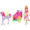 Barbie Dreamtopia Coffret poupée princesse blonde et sa calèche 2-en-1 tirée par un pégase, jouet pour enfant, GJK53