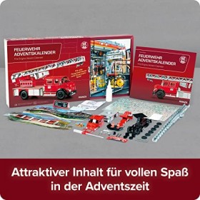 FRANZIS 67206-Calendrier de lAvent des Pompiers, kit de Construction métallique du modèle Mercedes-Benz L1519 à léchelle 1: