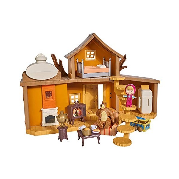 Simba - Masha et Michka - Maison de Michka 2 Etages - Fonctions Sonores - 2 Figurines + Nombreux Accessoires Inclus - 1093010