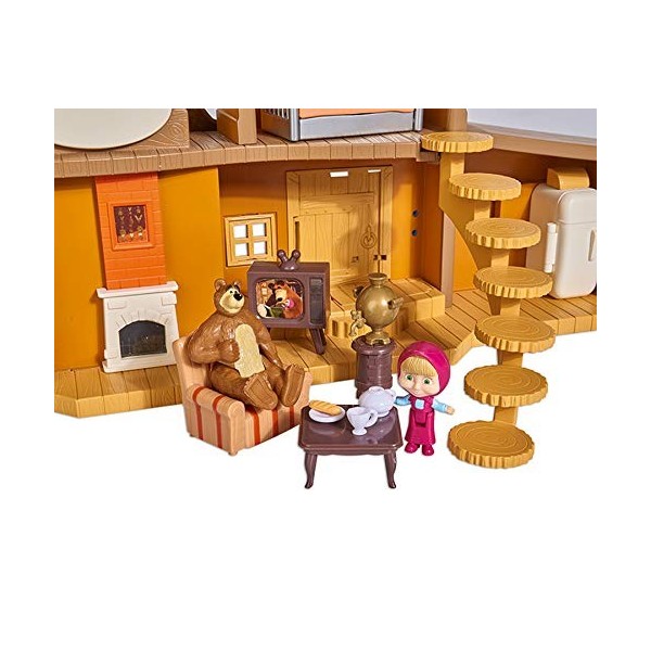 Simba - Masha et Michka - Maison de Michka 2 Etages - Fonctions Sonores - 2 Figurines + Nombreux Accessoires Inclus - 1093010