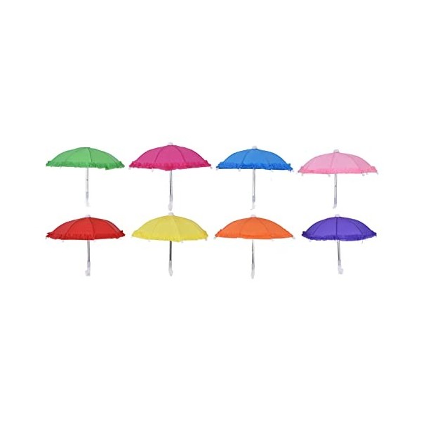 Dilwe Jouet de Parapluie de Poupée de 8 Pièces, Accessoires de Poupée de Parapluie Miniature de Poupée Mignonne pour des Jeux