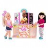 Glitter Girls Restaurant Take-Out Set – 48pcs Deluxe Play Food Diner – Fry Basket, Coins, Hamburgers, and More – 14-inch Doll