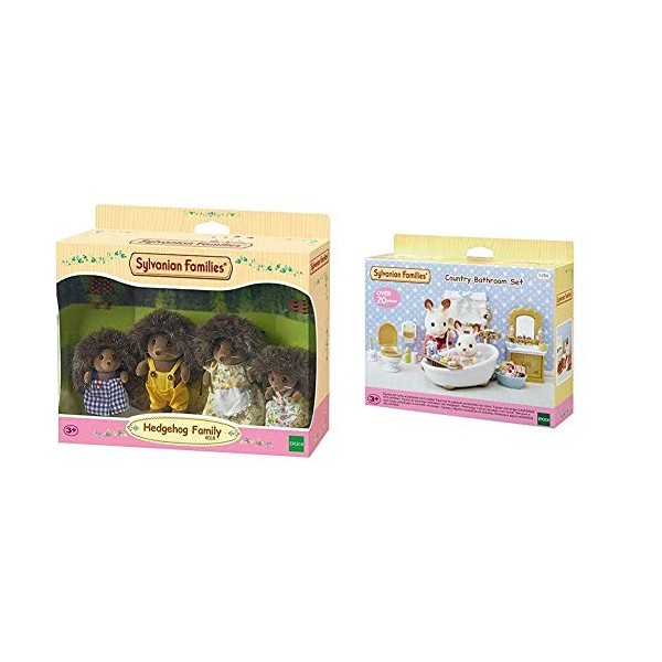 SYLVANIAN FAMILIES 4018 Famille Hérisson & 5286 Set Salle De Bain, 5286, Multicolore