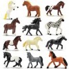 toymany Lot de 12 Figurines danimaux de Cheval, Figurines de Cheval, Petits Animaux, Animaux en Plastique, Mini Animaux, Che