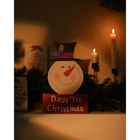 DN DECONATION Horloge de calendrier de lAvent en bois avec bonhomme de neige