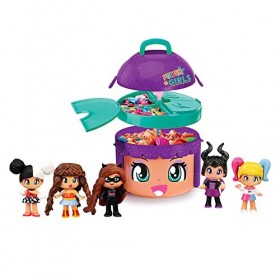 Pinypon - Power Girls | Boîte en édition limitée de 5 Figurines dhéroïne et de méchant, avec Un Plateau et des Compartiments