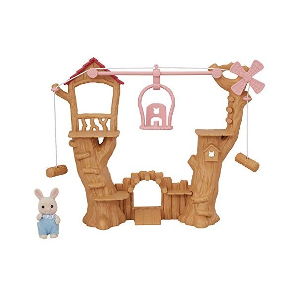 Calico Critters Baby Ropeway Park, maison de poupée à collectionner avec figurine de lapin de pois de senteur incluse, parc a