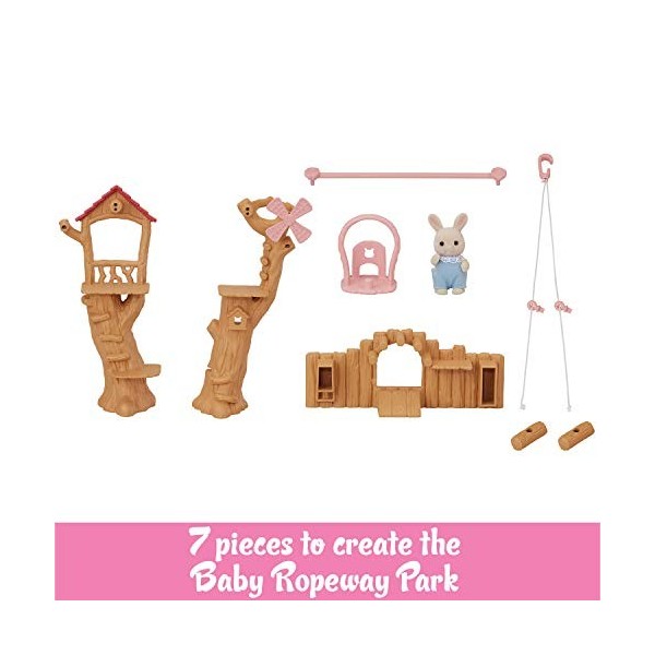 Calico Critters Baby Ropeway Park, maison de poupée à collectionner avec figurine de lapin de pois de senteur incluse, parc a