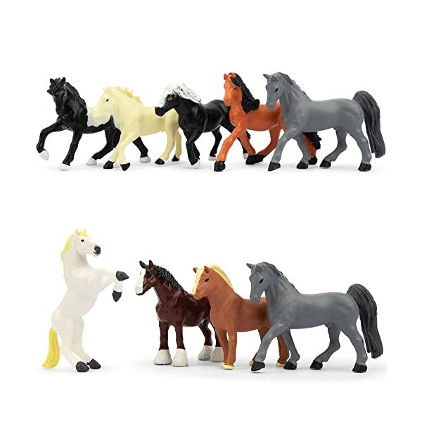 toymany Lot de 12 Figurines danimaux de Cheval, Figurines de Cheval, Petits Animaux, Animaux en Plastique, Mini Animaux, Che