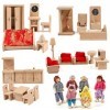 KABENFIS 5 Set Dollhouse Meubles Accessoires avec Une Famille de 6 poupées Décoration Faire Semblant de Jouer Jouets pour Fil