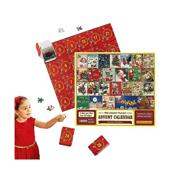 Calendrier De LAvent 2023 Puzzle de Noël Calendrier de LAvent de Noël Puzzle 1000 Pièces Puzzles Boîtes de Compte à Rebours