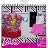 Barbie Fashionistas Kit Vêtements, 2 Tenues dété pour Poupée dont Maillot de Bain Doré Effet Métallisé et Accesssoires, Joue
