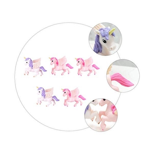 Toddmomy Lot de 5 figurines de licorne miniatures pour jardin de fées, maison de poupée, décoration de paysage, figurines de 