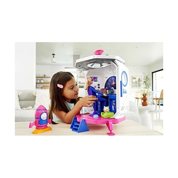 Barbie Space Discovery coffret Station Spatiale avec poupée Astronaute, figurine chiot, fusée et accessoires, jouet pour enfa