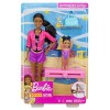 Barbie Métiers coffret coach de Gymnastique, poupée brune et son élève, avec poutre et accessoires, jouet pour enfant, FXP40