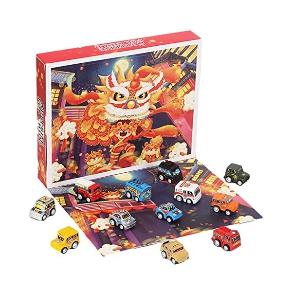 Richolyn 4 Pcs Coffret Cadeau Calendrier de lde Noël,Compte à rebours de Noël 24 Jours Jouets de Voiture à Collectionner - E