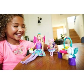Barbie Dreamtopia Coffret Service à Thé avec poupée fée, figurine de fillette et accessoires, jouet pour enfant, GJK50
