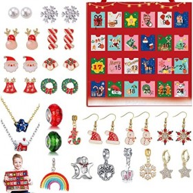 4 PCS lAvent Noël,lAvent avec Bijoux Fai--T-e Calendrier 24 Jours pour le compte à rebours Noël 2022 avec boucles doreille
