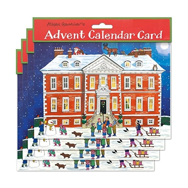 Alison Gardiner - Pack de 4 cartes calendrier de lAvent Format carte : Noël à la maison de campagne