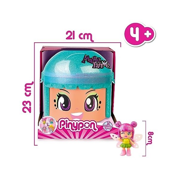 Pinypon - Magic Fairies, Limited Edition, 4 Figurines de fées avec Ailes Scintillantes et Licorne Magique, avec Compartiments