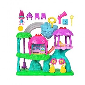 Imaginext Coffret Musical Interactif Dreamworks Trolls Cabane Arc-En-Ciel Sons Et Lumières, Figurine Reine Poppy Articulée, 7