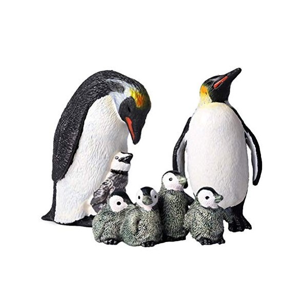 FLORMOON Lot de 7 figurines de pingouin réalistes en forme danimal - Jouet éducatif pour Noël, anniversaire, récompenses - C