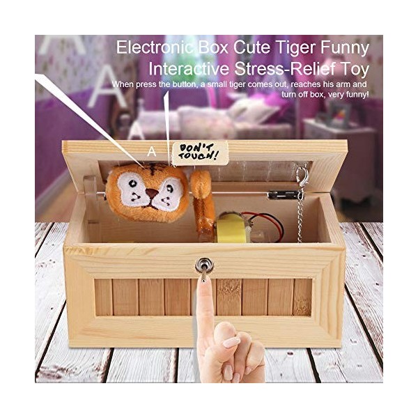 Yinuoday Tigre en Bois Jouet Mignon Tigre Drôle Boîte Boîte Tigre Soulagement Du Stress Jouet Cadeau pour Anniversaire Noël J