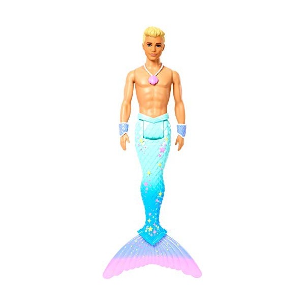 Barbie Dreamtopia poupée Ken Triton avec nageoire Arc-en-Ciel Bleue et Cheveux Blonds, jouet pour enfant, FXT23