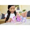 Barbie Dreamtopia Coffret Cadeau mini-poupée Chelsea Princesse avec une robe à cœurs, 2 bébés licornes et accessoires, jouet 